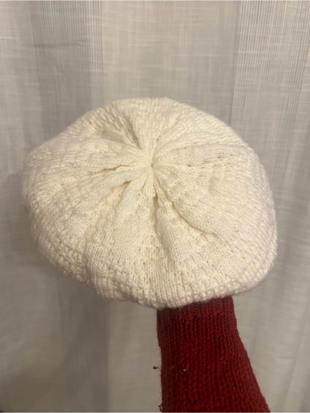 Beautifully knit white beret, so soft!